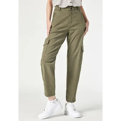 High-Waisted Ankle-Zip Cargo Jogger Pants