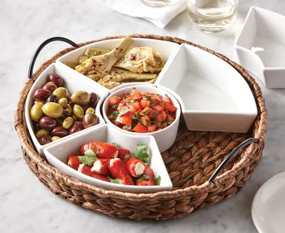 Hyacinth Serving basket with 6 Bowls