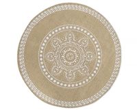 Round Boho Placemat, Beige