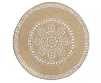 Round Boho Placemat, Beige