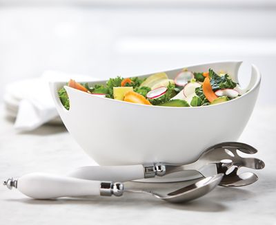 Laura Matte Salad Bowl with Servers 