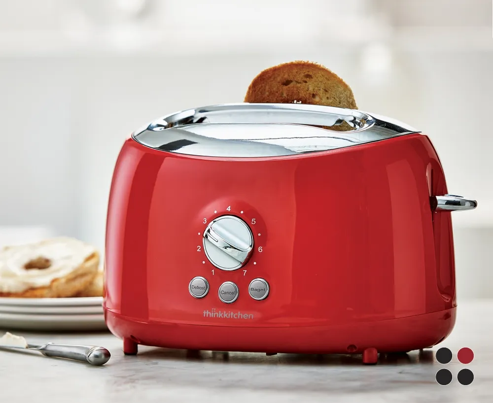 Vintage Two-Slice Toaster, 700w, Red