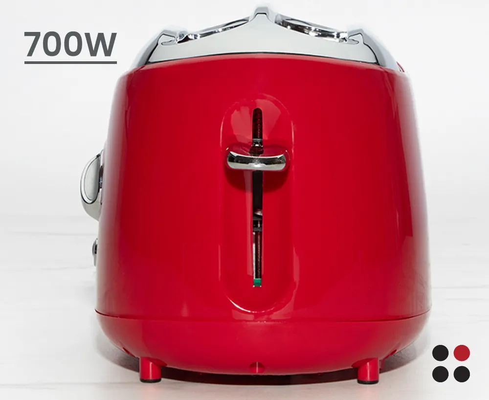 Vintage Two-Slice Toaster, 700w, Red