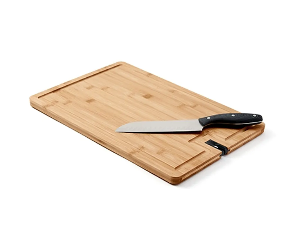 Bamboo Cutting Board with Built-In Knife Sharpener