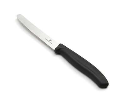Victorinox Serrated Round Knife, Black, 4.25"