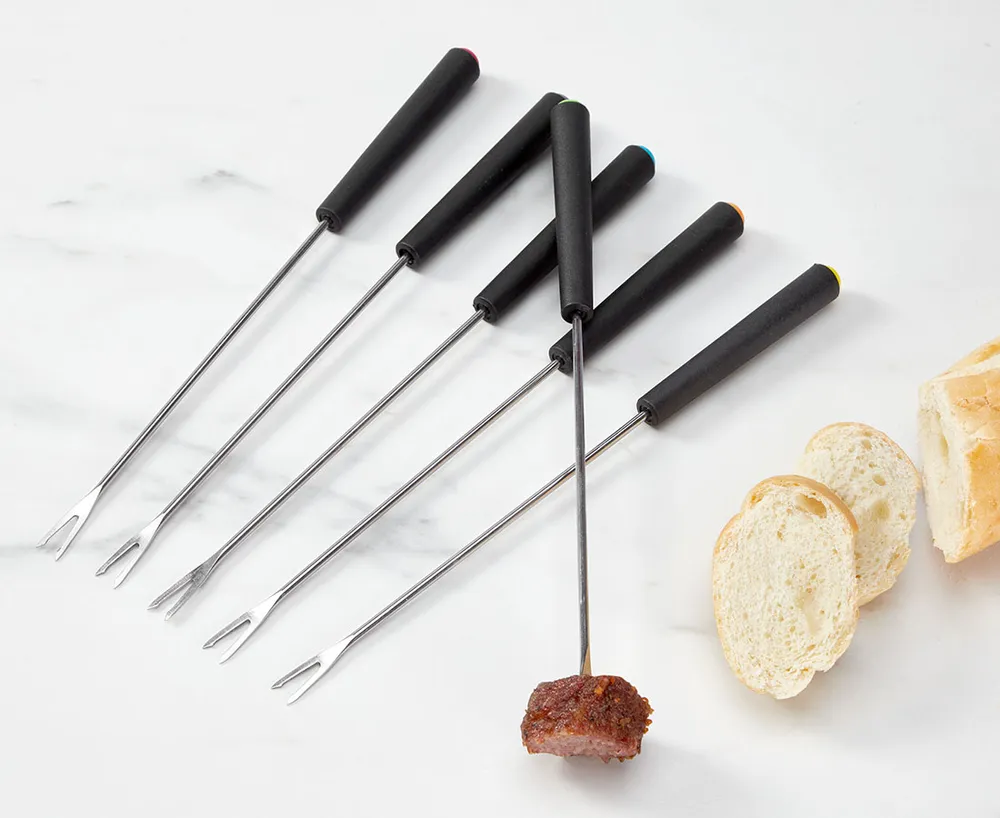 thinkkitchen Fondue Forks, Set of 6, Black