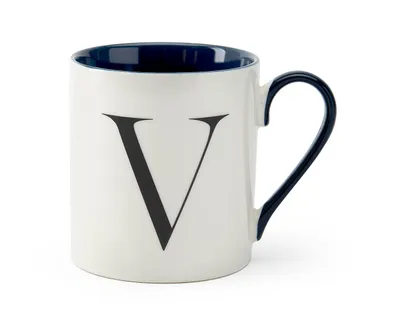 Monogrammed Mug "V", Blue