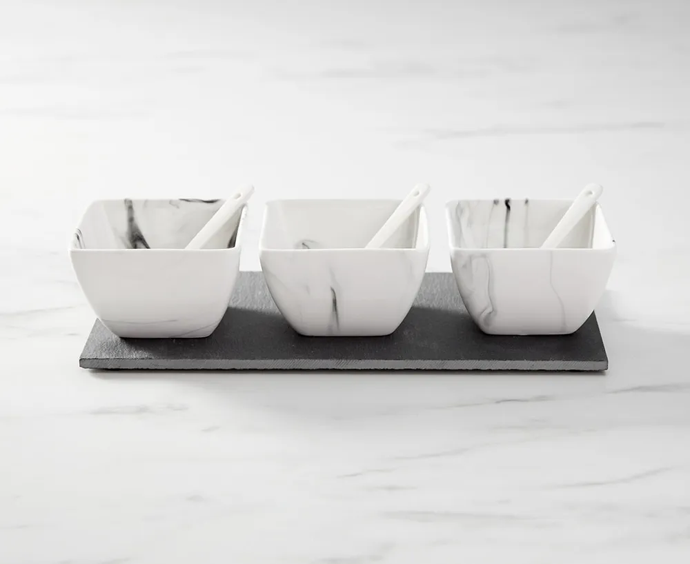 Marbled 3-Pc Condiment Set