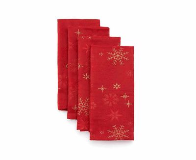 Red Snowflakes Napkins, Set of 4