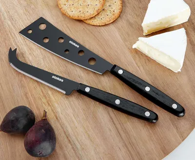 Brie Cheese Knife Set, Set of 2, Black