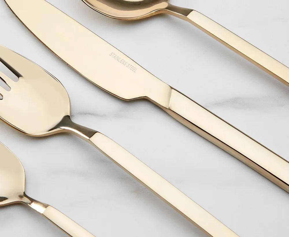 Sabrina 16-Pc Golden Flatware Set