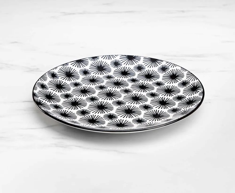 Uni Dinner Plate, Black and White