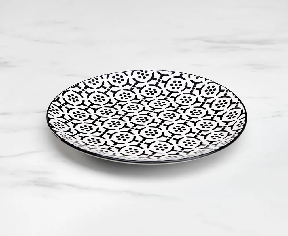 Buttons Side Plate, Black and White