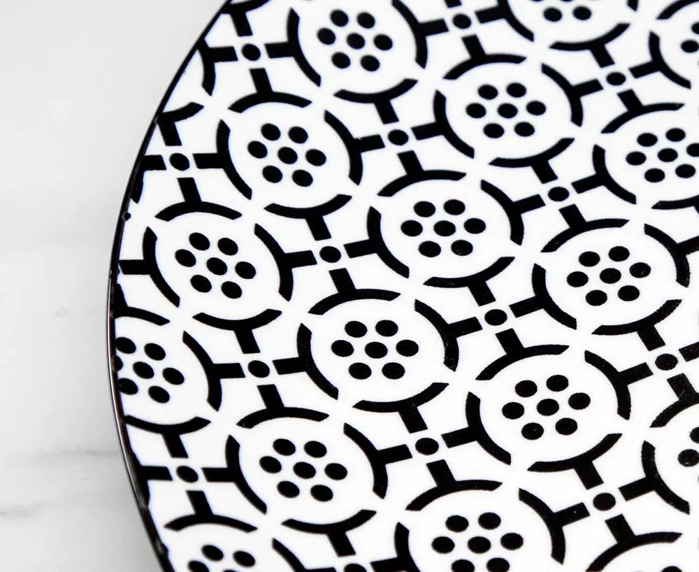 Buttons Side Plate, Black and White