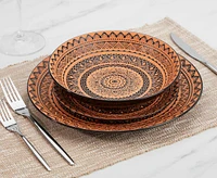 Maasai 12-Pc Dinnerware Set, Orange & Black