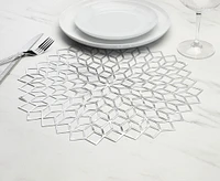 Round Metallic Flower Placemat, Silver