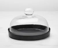 Porcelain and Glass Cheese Dome, Matte Black