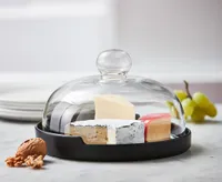 Porcelain and Glass Cheese Dome, Matte Black