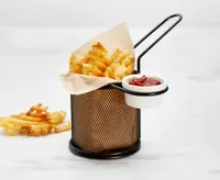 thinkkitchen Mini Fry Basket with Condiment Dish, Black