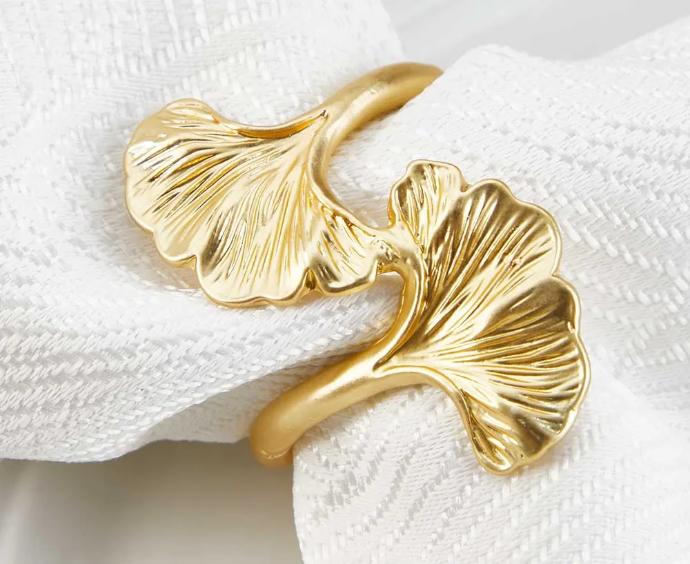 Oasis Leaf Napkin Ring, Gold