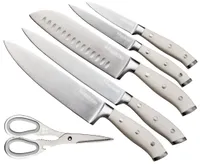 thinkkitchen Clearcut 7-Pc Knife Set with Wood & Acrylic Block, White