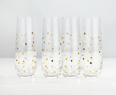 Cheers Stemless Champagne Glasses, Set of 4