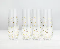 Cheers Stemless Champagne Glasses, Set of 4