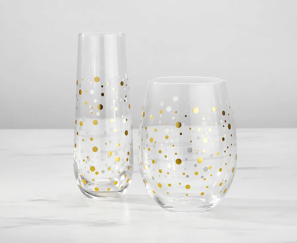 Cheers Stemless Champagne Glasses, Set of 4