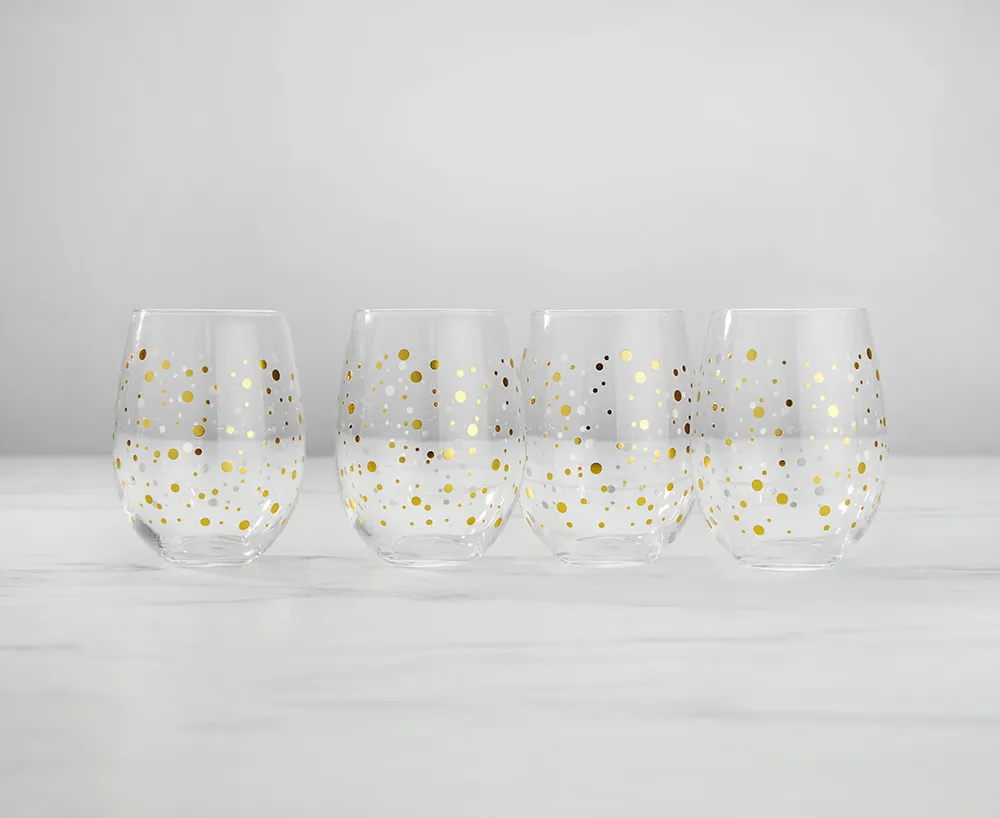 Cheers Stemless Wine Glasses, Set of 4