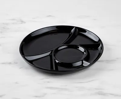 Fondue Plate with 6 Sections, Black
