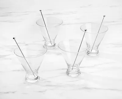 Abby Martini Glasses with Sticks, Set of 4