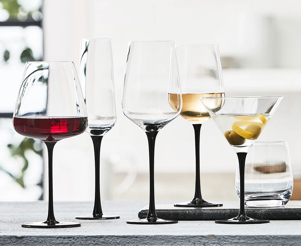 Nocturne White Wine Glass, Clear & Black