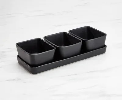 Triad Bowls, Set of 3, Black