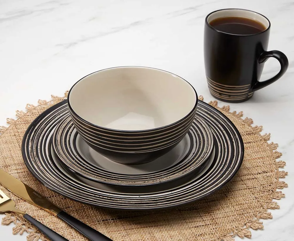 Tahiti 16-Pc Dinnerware Set, Latte