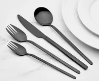 Lima 16-Pc Flatware Set, Matte Black