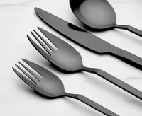 Lima 16-Pc Flatware Set, Matte Black