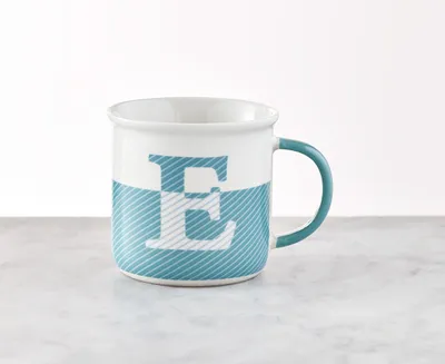 Monogrammed Mug, "E", Light Blue