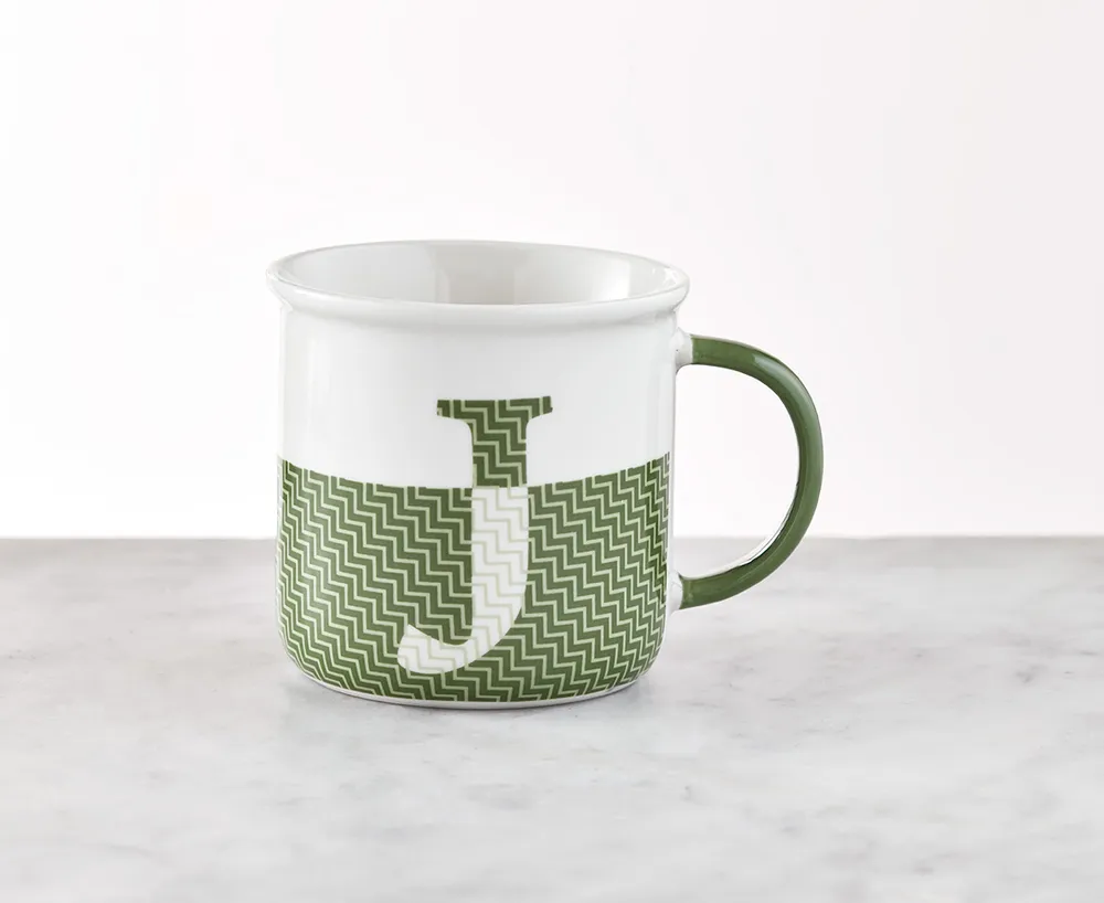 Monogrammed Mug "J", Green