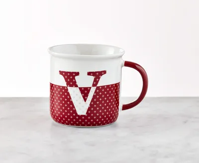Monogrammed Mug "V", Red
