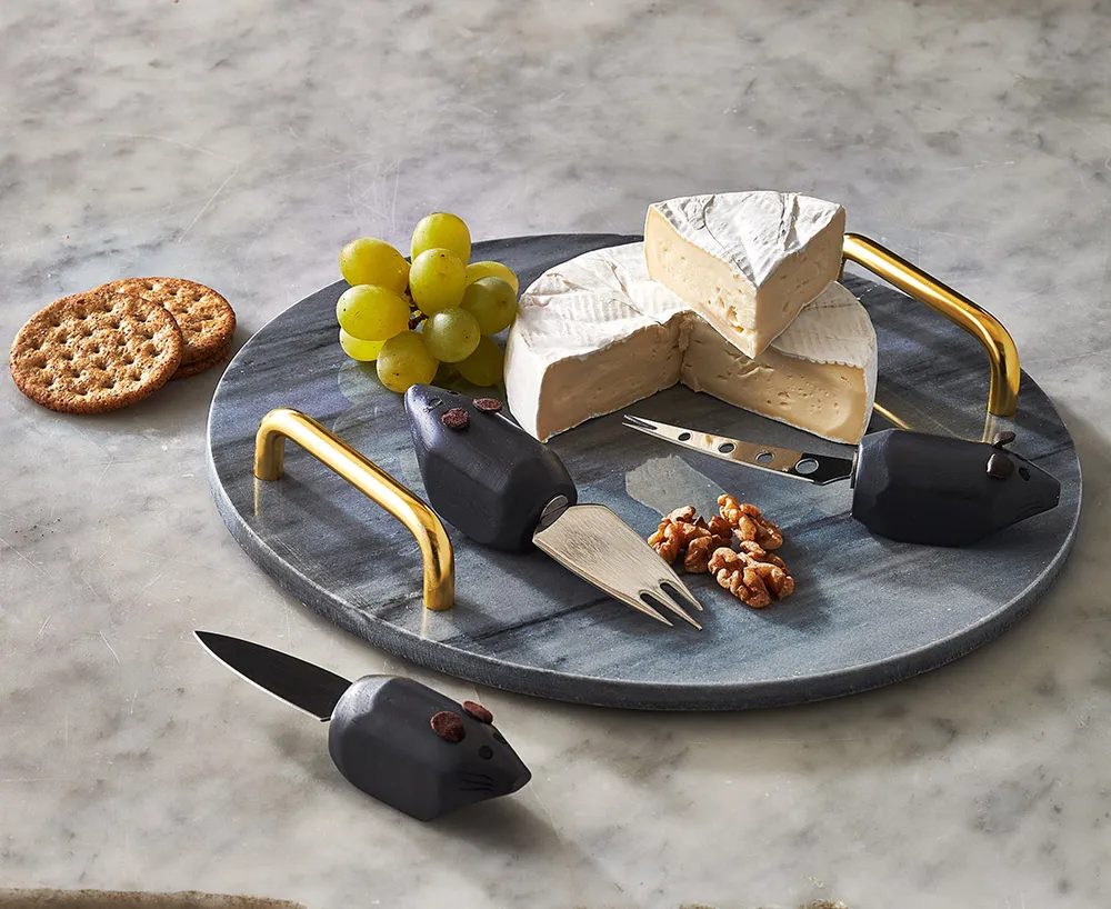 Marbled 4-pc Cheese Board Set, Grey
