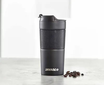 Java & Co Travel Mug Press, Black, 350 ml