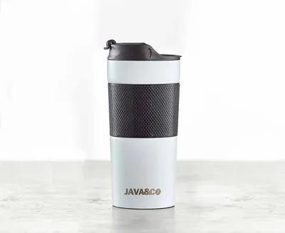 Java & Co Travel Mug Press, White, 350 ml