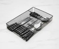 Ebony 16-Pc Flatware Set with Basket