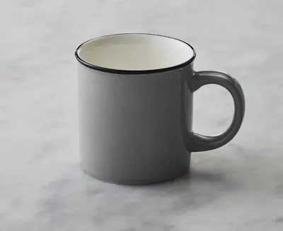 Vintage Rim Ceramic Mug, Charcoal, 10 oz