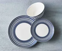 Gala 12-Pc Dinnerware Set, Blue & White