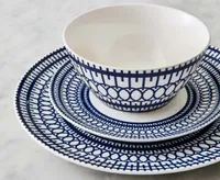 Gala 12-Pc Dinnerware Set, Blue & White