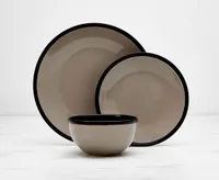 Gem 12-Pc Dinnerware Set, Taupe