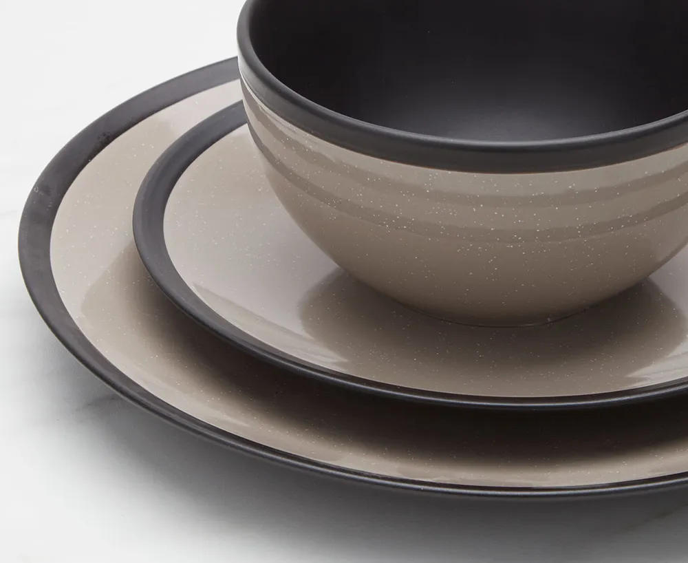 Gem 12-Pc Dinnerware Set, Taupe