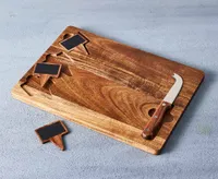 Donna Acacia Wood Cheese Board with Knife & Markers