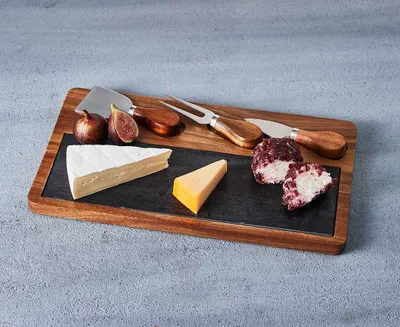 Robyn Acacia Wood Cheese Board with Knife & Markers